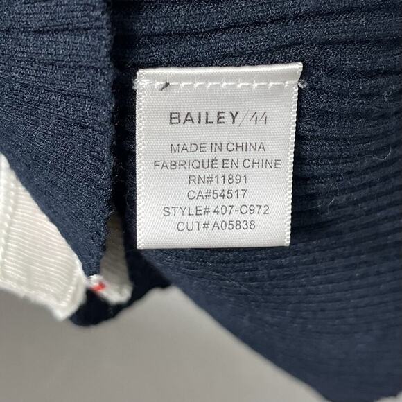 Bailey 44 Derosa Ribbed Deep V Neck Cardigan Size L Navy Preppy Dark Academia - Picture 5 of 6